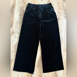 Kobi Halperin Black Velvet Wide-Leg Trousers - Size M